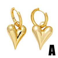 1 Pair Simple Style Heart Shape Plating Copper 18k Gold Plated Drop Earrings main image 3