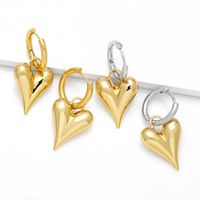 1 Pair Simple Style Heart Shape Plating Copper 18k Gold Plated Drop Earrings main image 5