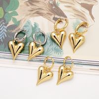 1 Pair Simple Style Heart Shape Plating Copper 18k Gold Plated Drop Earrings main image 1