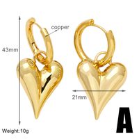 1 Pair Simple Style Heart Shape Plating Copper 18k Gold Plated Drop Earrings sku image 1