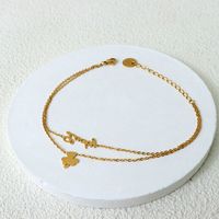 Casual Simple Style Four Leaf Clover Titanium Steel Layered Plating 18k Gold Plated Women's Anklet main image 4