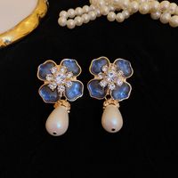 1 Pair Classic Style Water Droplets Inlay Copper Resin Drop Earrings main image 4
