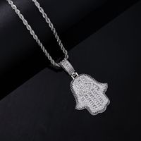Hip-hop Retro Vintage Style Palm Stainless Steel Copper Plating Inlay Zircon Men's Necklace Pendant main image 5