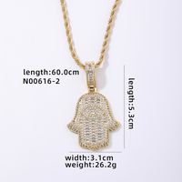 Hip-hop Retro Vintage Style Palm Stainless Steel Copper Plating Inlay Zircon Men's Necklace Pendant sku image 1