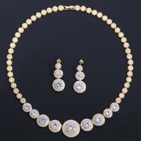 Luxuriös Braut Runden Wassertropfen Kupfer Überzug Inlay Künstliche Edelsteine Weißgold Plattiert Überzogen Mit Rhodium Schmuck-set sku image 2