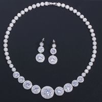 Luxueux De Mariée Rond Les Gouttelettes D'eau Le Cuivre Placage Incruster Pierres Précieuses Artificielles Or Blanc Plaqué Plaqué Rhodium Ensemble De Bijoux sku image 1