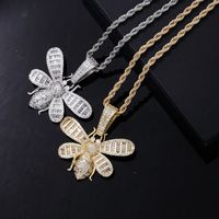 Hip-Hop Funny Insect Stainless Steel Copper Plating Inlay Zircon K Gold Plated Rhodium Plated Unisex Necklace Pendant main image 7