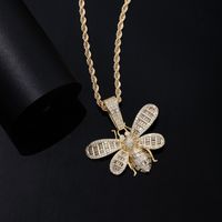 Hip-Hop Funny Insect Stainless Steel Copper Plating Inlay Zircon K Gold Plated Rhodium Plated Unisex Necklace Pendant main image 3