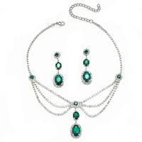 Elegant Luxurious Bridal Solid Color Alloy Plating Inlay Rhinestones Silver Plated Women's Jewelry Set main image 4