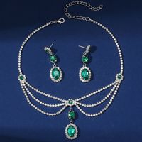 Elegant Luxurious Bridal Solid Color Alloy Plating Inlay Rhinestones Silver Plated Women's Jewelry Set main image 2