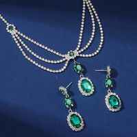 Elegant Luxurious Bridal Solid Color Alloy Plating Inlay Rhinestones Silver Plated Women's Jewelry Set main image 3