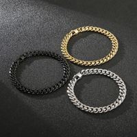 Estilo Simple Geométrico Color Sólido Acero Titanio Chapados en oro de 18k Hombres Pulsera main image 1