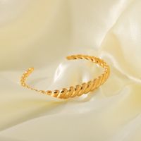 Vintage Style Twist 304 Stainless Steel 18K Gold Plated Bangle In Bulk main image 4