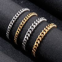 Acier Au Titane Plaqué Or 18K Hip Hop Rétro Chaîne Couleur Unie Bracelets Collier main image 1