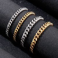 Acier Au Titane Plaqué Or 18K Hip Hop Rétro Chaîne Couleur Unie Bracelets Collier main image 6