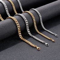 Titanium Steel 18K Gold Plated Hip-Hop Retro Chain Solid Color Bracelets Necklace main image 5
