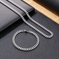 Titanium Steel 18K Gold Plated Hip-Hop Retro Chain Solid Color Bracelets Necklace main image 4