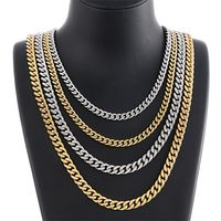 Titanium Steel 18K Gold Plated Hip-Hop Retro Chain Solid Color Bracelets Necklace main image 3