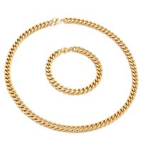 Titanium Steel 18K Gold Plated Hip-Hop Retro Chain Solid Color Bracelets Necklace main image 2