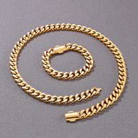 Classic Style Solid Color 18K Gold Plated Titanium Steel Wholesale Bracelets Necklace main image 6