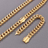 Classic Style Solid Color 18K Gold Plated Titanium Steel Wholesale Bracelets Necklace main image 2