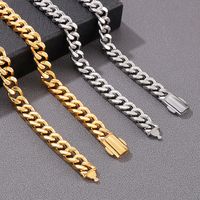 Classic Style Solid Color 18K Gold Plated Titanium Steel Wholesale Bracelets Necklace main image 3