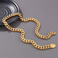 Classic Style Solid Color 18K Gold Plated Titanium Steel Wholesale Bracelets Necklace main image 4