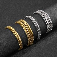 Hip-Hop Retro Solid Color Titanium Steel 18K Gold Plated Men's Jewelry Set main image 4