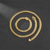 Hip-Hop Retro Solid Color Titanium Steel 18K Gold Plated Men's Jewelry Set main image 1