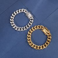 Hip-Hop Retro Solid Color 18K Gold Plated Titanium Steel Wholesale Bracelets Necklace main image 5