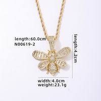 Hip-Hop Funny Insect Stainless Steel Copper Plating Inlay Zircon K Gold Plated Rhodium Plated Unisex Necklace Pendant sku image 1