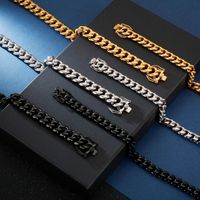 Hip-Hop Solid Color Stainless Steel Plating Chain 18K Gold Plated Men's Necklace main image 3
