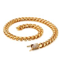 Hip Hop Color Sólido Acero Inoxidable Enchapado Cadena Chapados en oro de 18k Hombres Collar main image 5