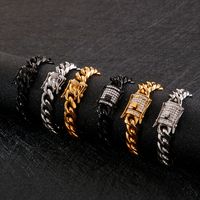 Hip-Hop Retro Geometric Solid Color Stainless Steel Plating Chain 18K Gold Plated Men's Bracelets main image 4