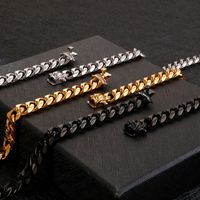 Hip-Hop Retro Geometric Solid Color Stainless Steel Plating Chain 18K Gold Plated Men's Bracelets main image 3