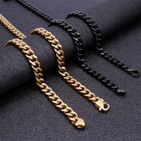 Stainless Steel 18K Gold Plated Hip-Hop Retro Plating Chain Solid Color Bracelets Necklace main image 1