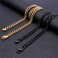 Stainless Steel 18K Gold Plated Hip-Hop Retro Plating Chain Solid Color Bracelets Necklace main image 3