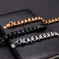 Hip-Hop Retro Solid Color Titanium Steel Plating Chain 18K Gold Plated Men's Bracelets main image 2