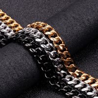 Hip-Hop Retro Solid Color Titanium Steel Plating Chain 18K Gold Plated Men's Bracelets main image 3