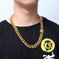 Hip Hop Punk Geometrisch Titan Stahl Überzug 18 Karat Vergoldet Männer Halskette main image 4