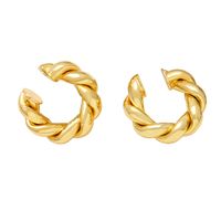 1 Pair Simple Style Twist Plating Copper 18k Gold Plated Hoop Earrings main image 2