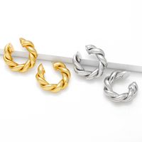 1 Pair Simple Style Twist Plating Copper 18k Gold Plated Hoop Earrings main image 1