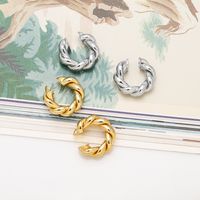 1 Pair Simple Style Twist Plating Copper 18k Gold Plated Hoop Earrings main image 5
