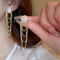 1 Pair Vintage Style Color Block Tassel Plating Alloy Gold Plated Drop Earrings main image 3