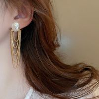 1 Pair Vintage Style Color Block Tassel Plating Alloy Gold Plated Drop Earrings main image 5