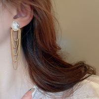 1 Pair Vintage Style Color Block Tassel Plating Alloy Gold Plated Drop Earrings main image 2