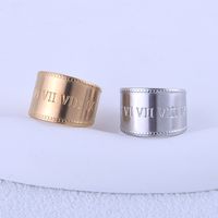 304 Stainless Steel 18K Gold Plated Punk Plating Roman Numeral Wide Band Rings main image 7