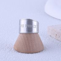 304 Stainless Steel 18K Gold Plated Punk Plating Roman Numeral Wide Band Rings main image 4