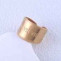 304 Stainless Steel 18K Gold Plated Punk Plating Roman Numeral Wide Band Rings main image 5