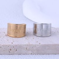 304 Stainless Steel 18K Gold Plated Punk Plating Roman Numeral Wide Band Rings main image 8